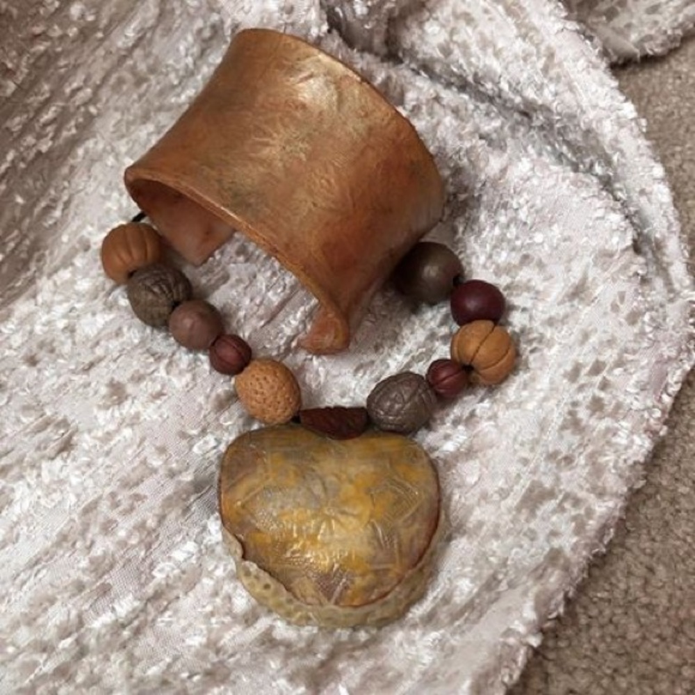 Handemade Moroccan clay necklace & bracelet